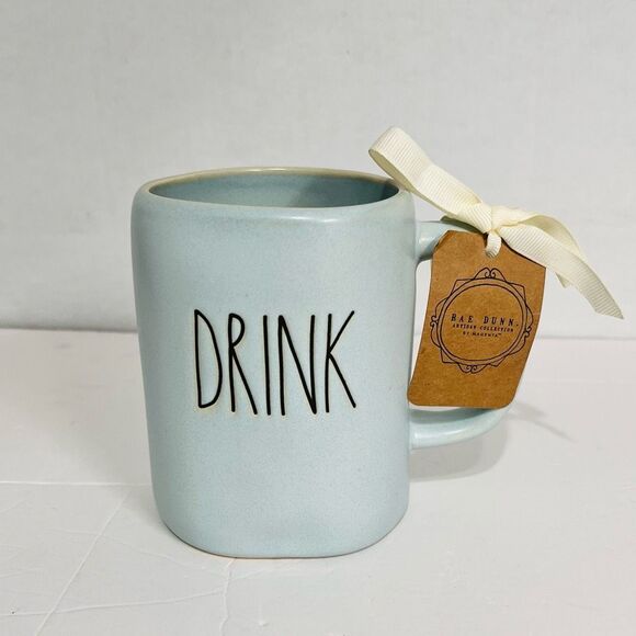 Rae Dunn Light Blue DRINK Mug   NWT - Picture 1 of 6